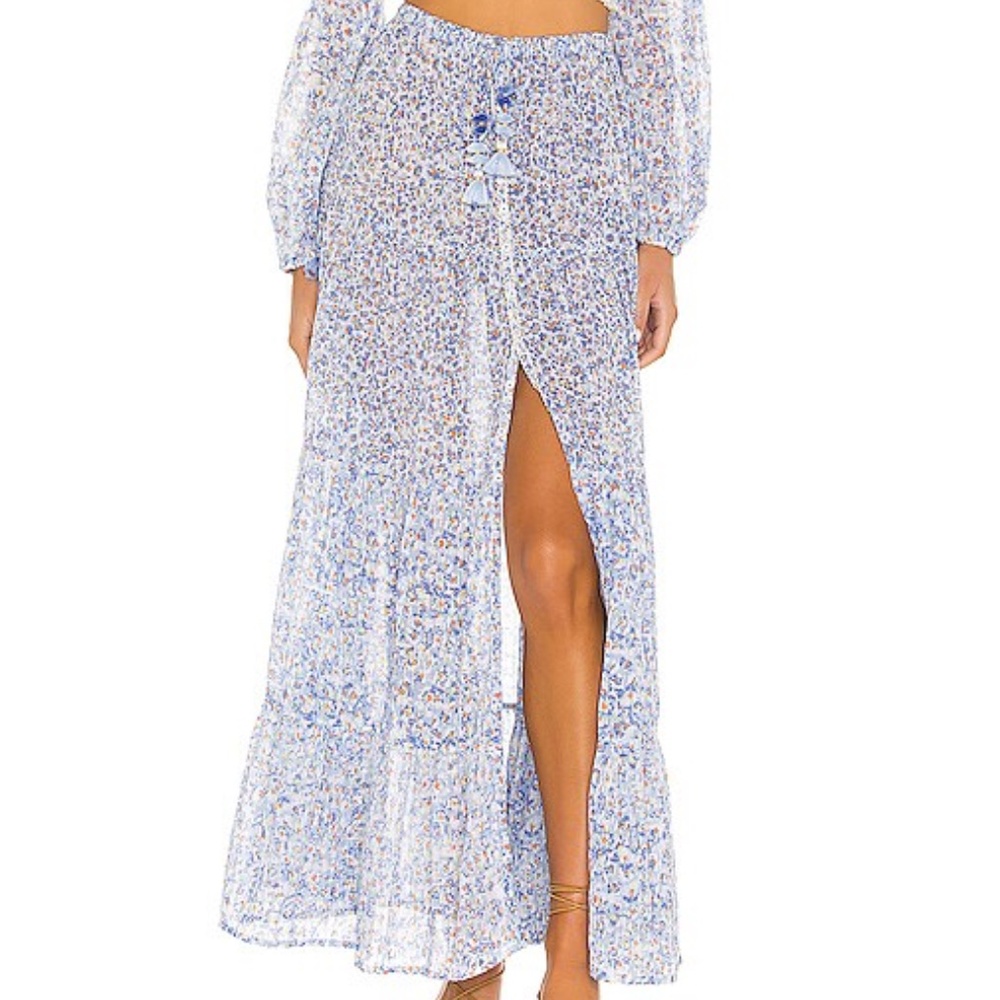 Poupette St Barth Blue Iris Triny Panelled Maxi Skirt